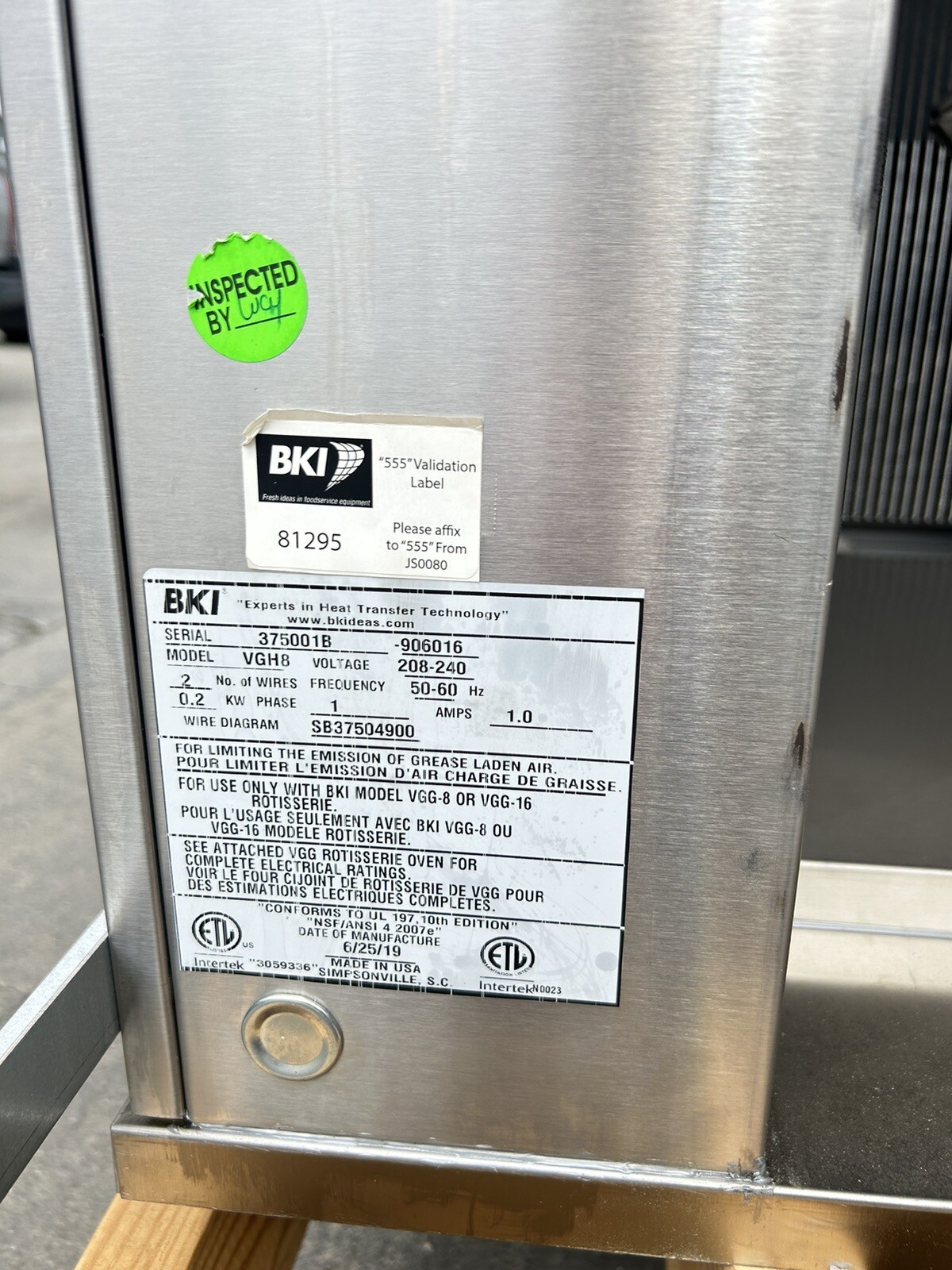 BKI VGH-8 Ventless Exhaust System BRAND NEW NEVER INSTALLED