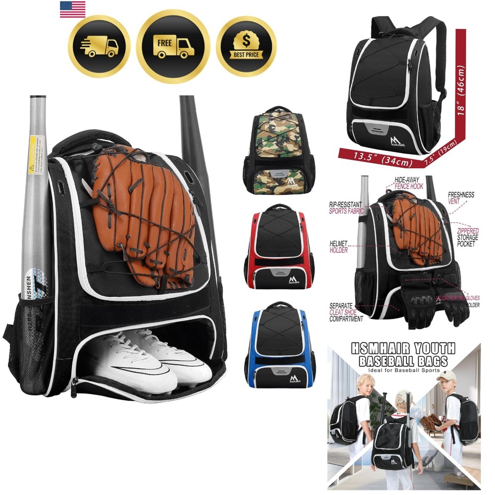 Baseball Bag-Baseball Backpack Holder for Baseball, Large Main Compartment,So...