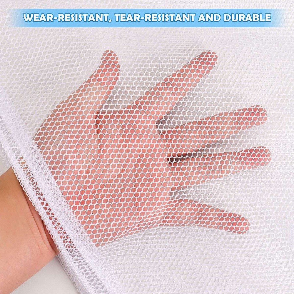 Drawstring Laundry Bag Foldable Hamper Large Mesh Wash Clothes Bag