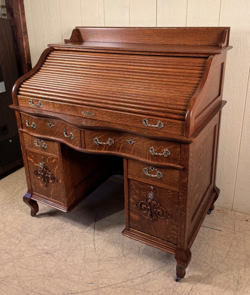 Antique Oak Macey's Roll Top Desk