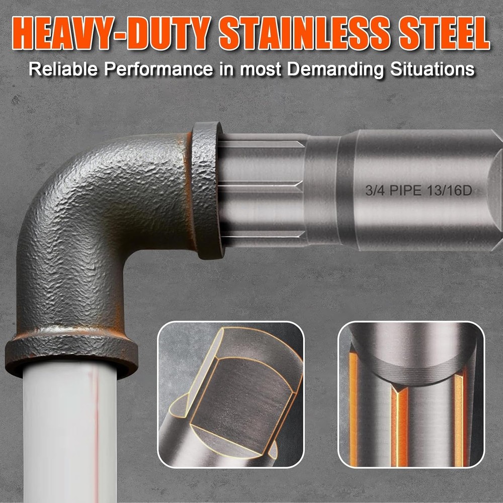 Pipe Extractor Set, Heavy Duty 6pcs Size-Marked Broken 6PCS, Black