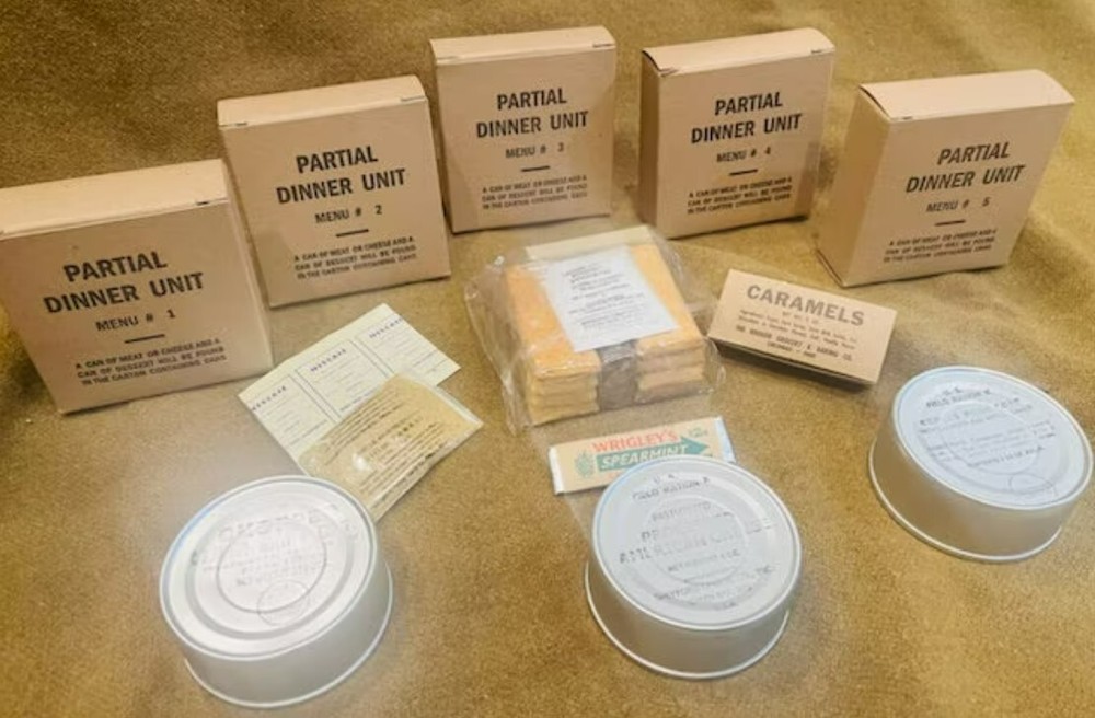 World War II Edible Rations - Partial Dinner Unit - Reproduction Box and Can