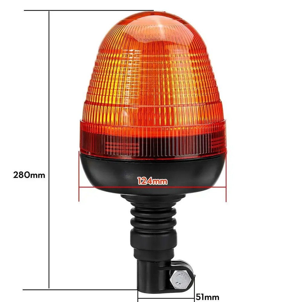 12V 24V LED Rotating Flash Beacon Flexible DIN Pole Mount Tractor Warning Light