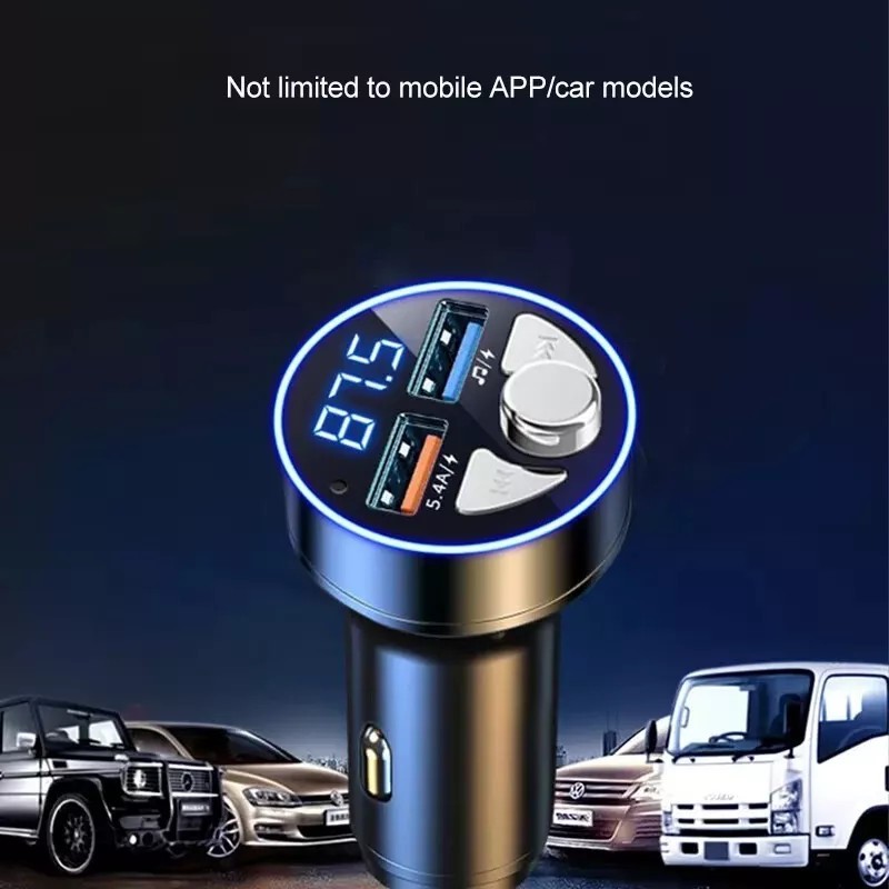 FM Transmitter Bluetooth 5.0 MP3 USB MP3 Car Charger Cigarette Lighter