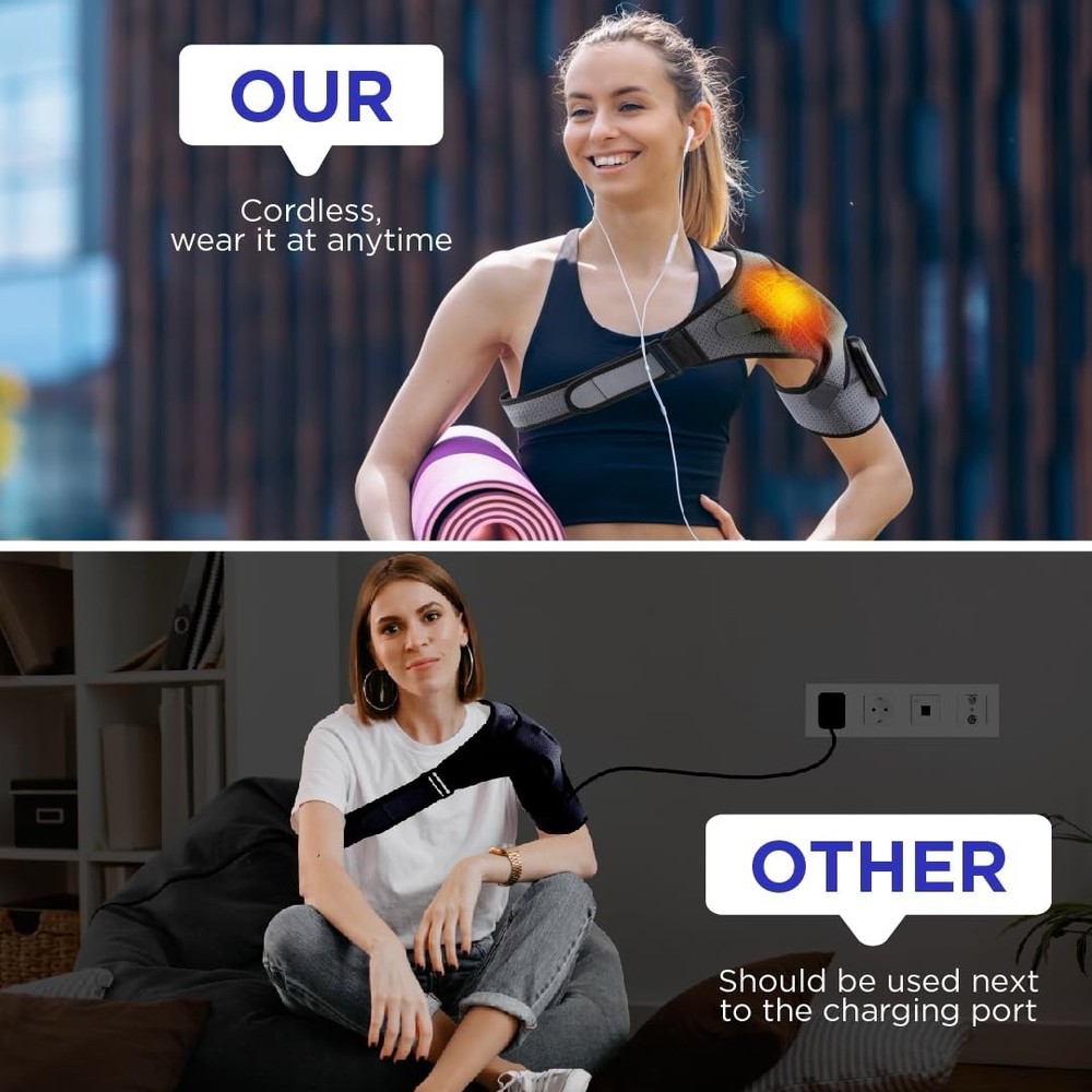 Heated Shoulder Wrap - Cordless Heating Pad Massager With Vibration (OPEN BOX)
