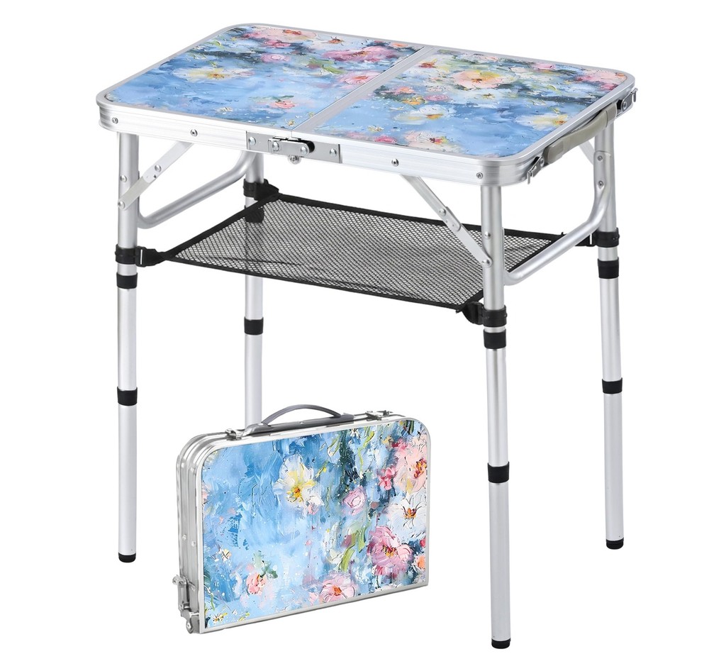 Outdoor Side Table, Portable 3 Adjustable Height Small Outdoor Folding Table,...