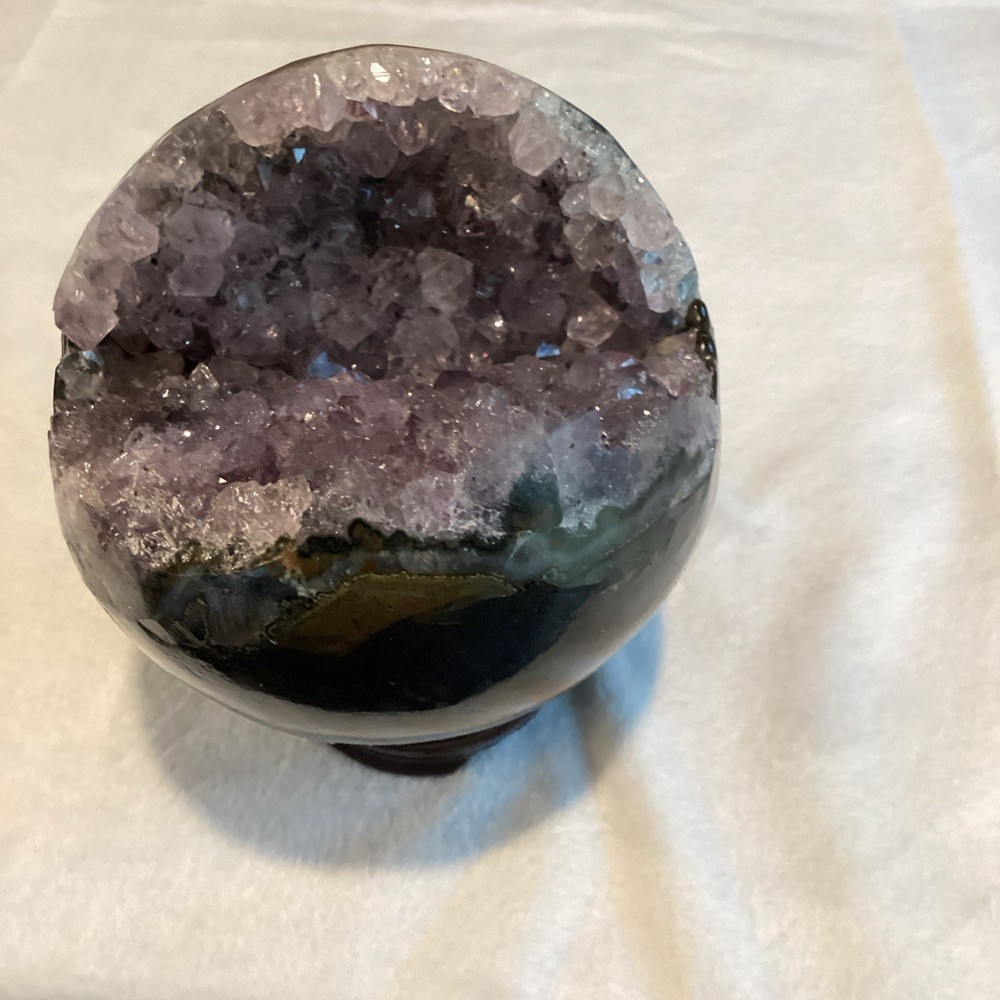 Pac-Man Amethyst Geode Crystal Polished Sphere2.73 lbs for Display