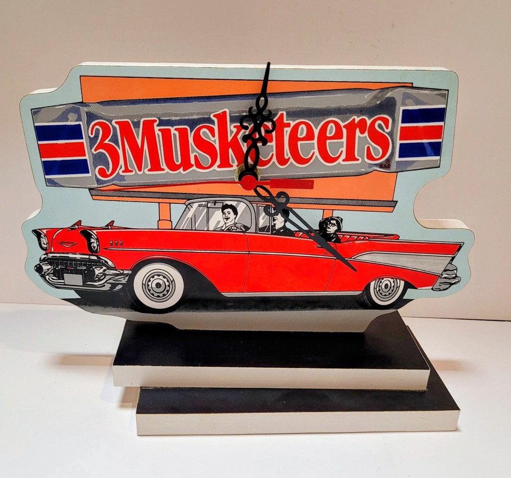 3 Musketeers Mars Candy Bar Countertop Advertising Display Sign Clock