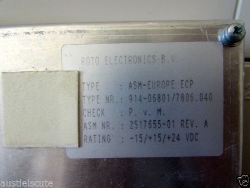 ROTO TECH. ASM EUROPE ELEMENT CONTROL PANEL 2517655-01 REV A ECP Temperature