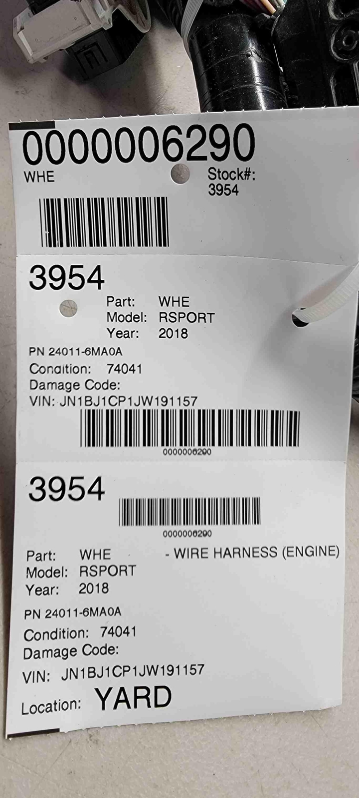 ✅ 2018 NISSAN ROGUE SPORT WIRE HARNESS PN:24011-6MA0A OEM