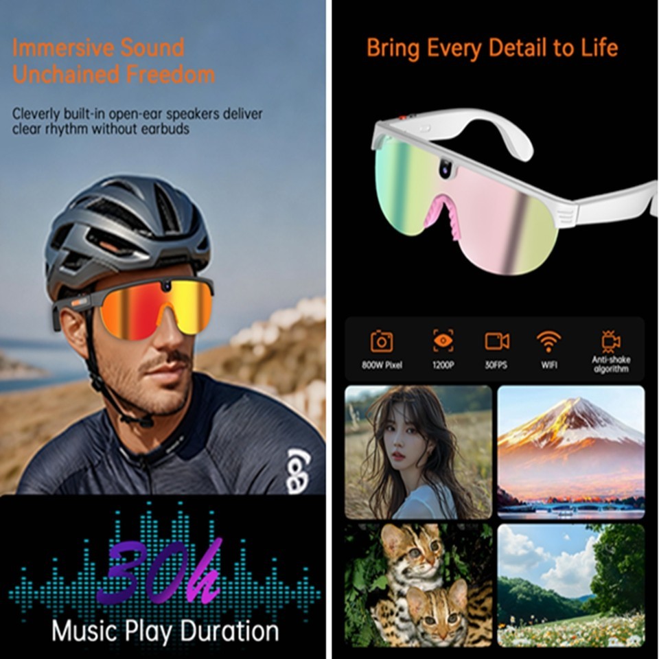 HD Video AI smart glasses with camera and bluetooth and video controller