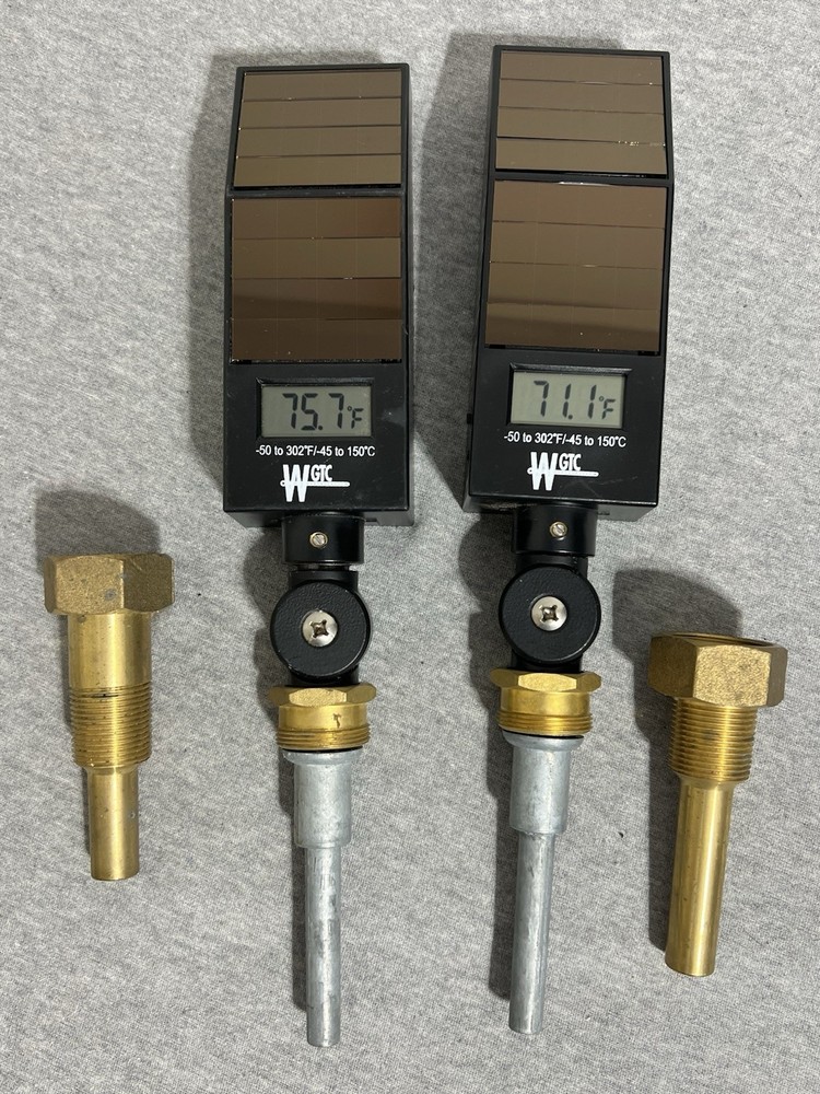 2 WGTC Model#AADHFC Solar Thermometer & 2 Thermowell Couples 3/4" Npt Thread