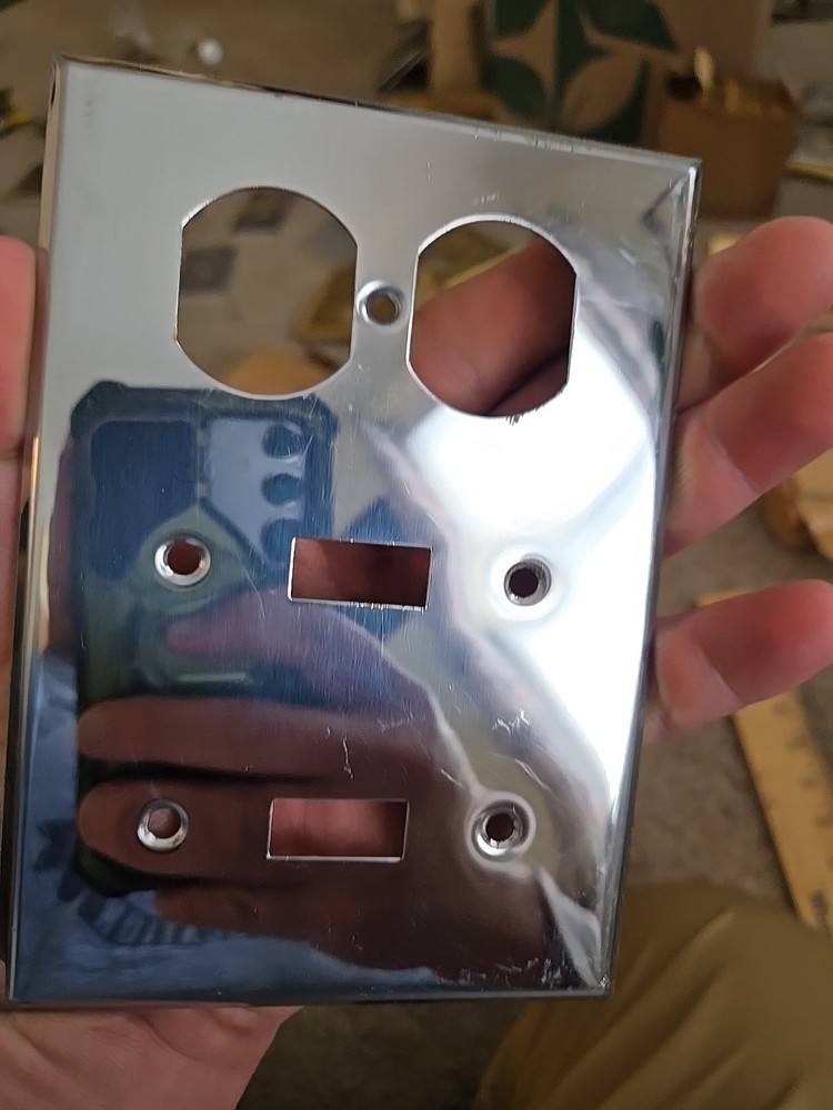 Vintage Chrome Double Toggle Double Outlet Wall Plate