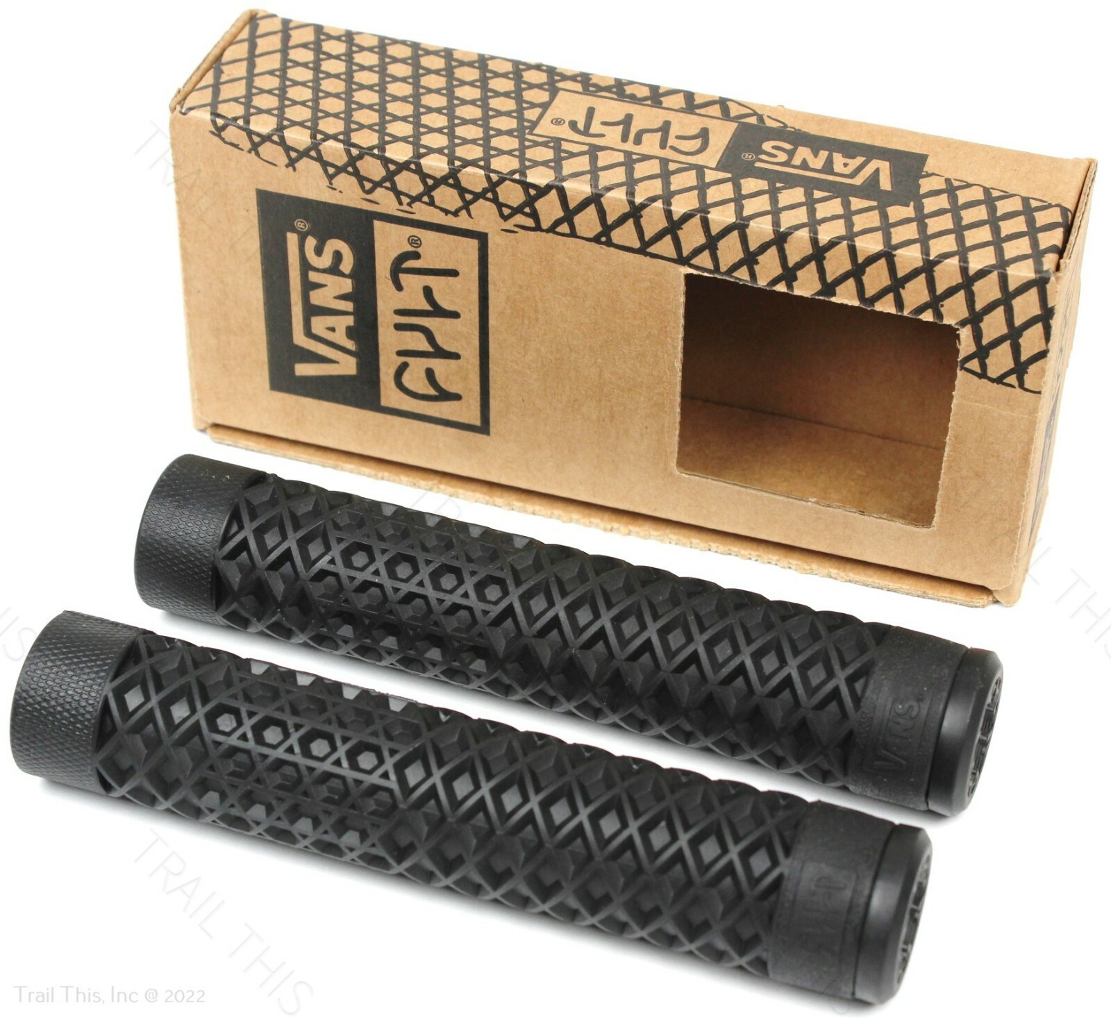 Cult X Vans Flangeless Black Fixed BMX Bike / Scooter Grips Waffle Pattern ODI