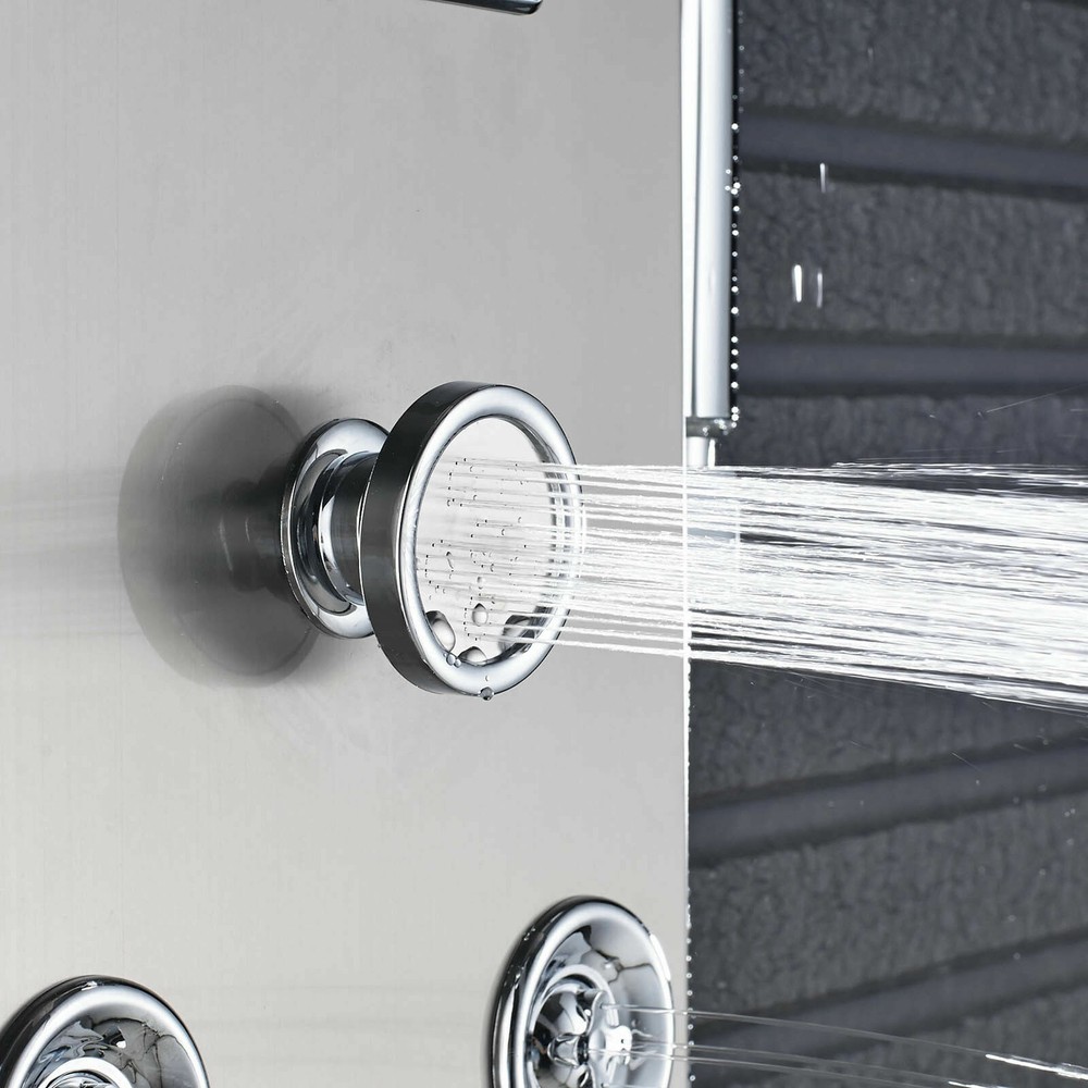 Shower Panel Tower System LED Rainfall&Waterfall Head Massage Stainless Body Jet