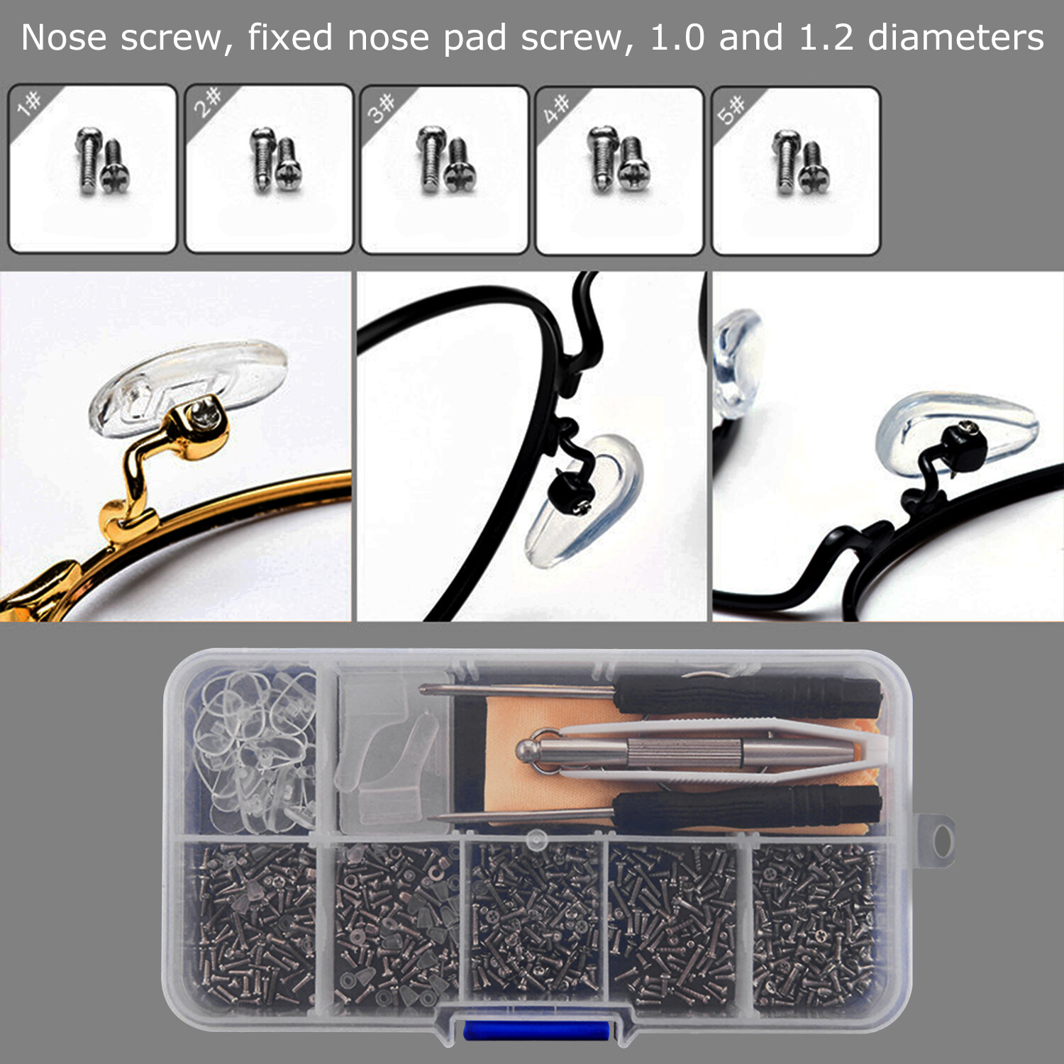 Screw Nut Nose Pad Optical Repair Tool Assorted Kit Set For Eyeglass Sunglasses