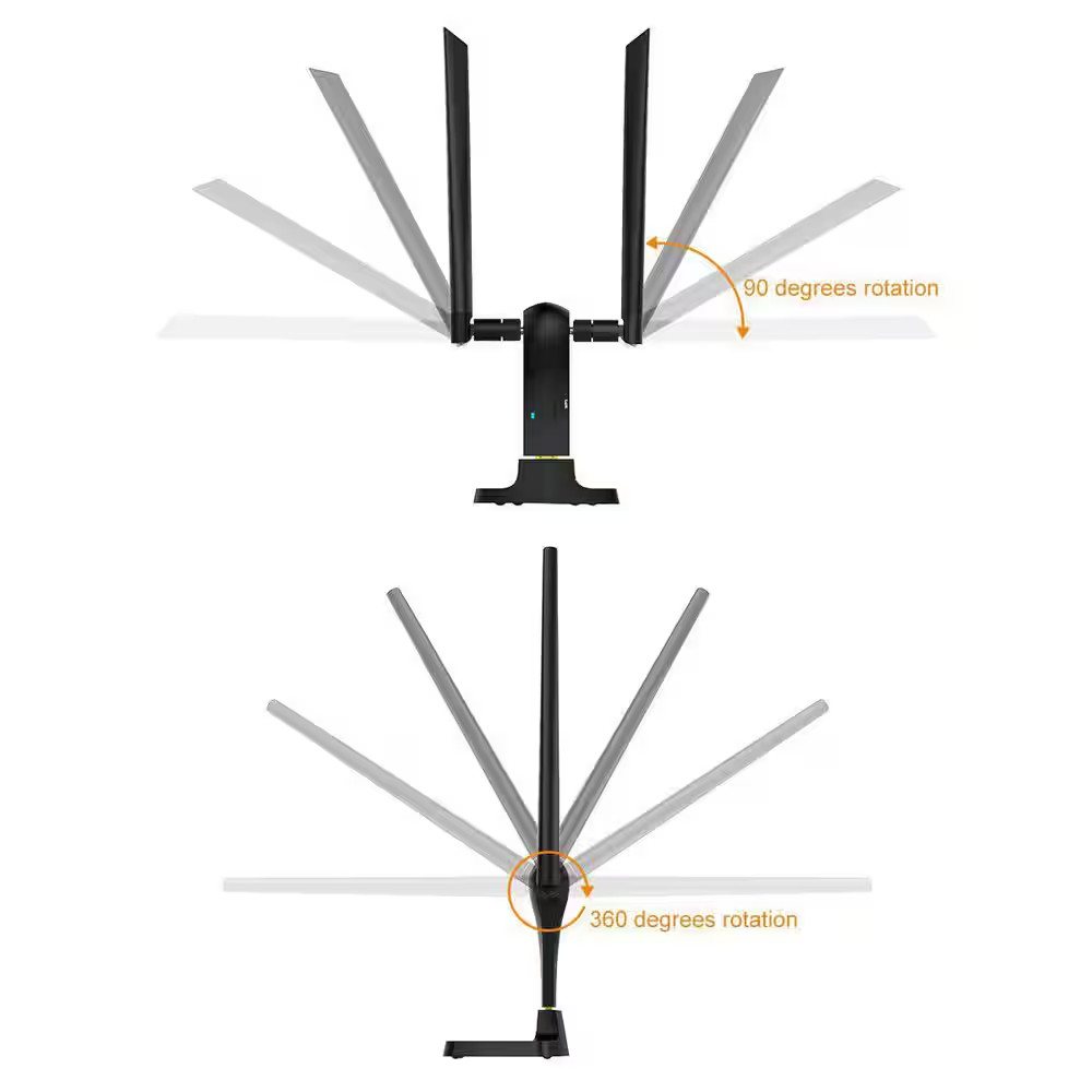 USB Wifi Adapter Network Adapter Black 1-Pack 1200Mbps Long Range Wireless Adapt