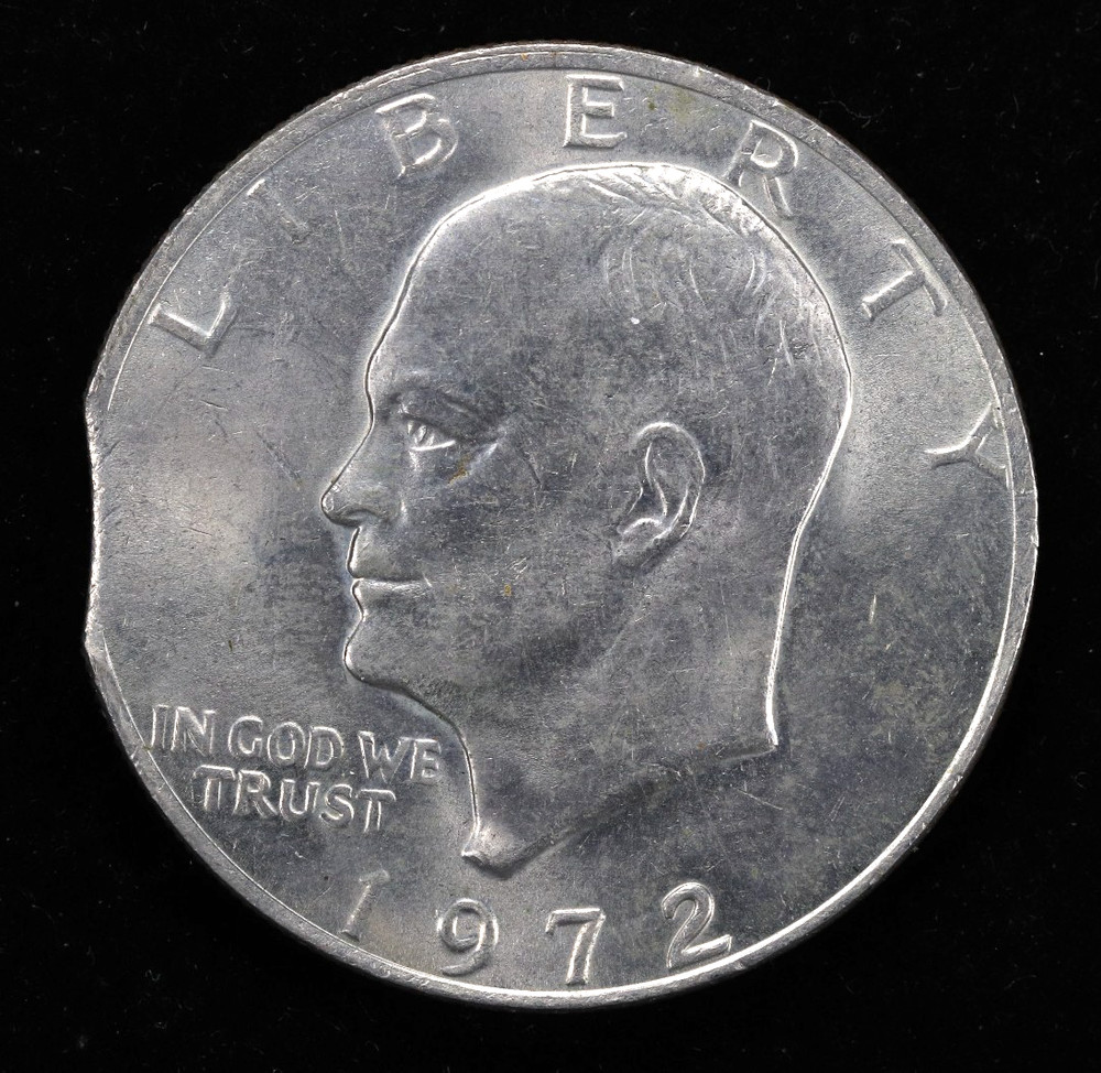 1972 $1 Eisenhower Dollar Clipped Planchet Error