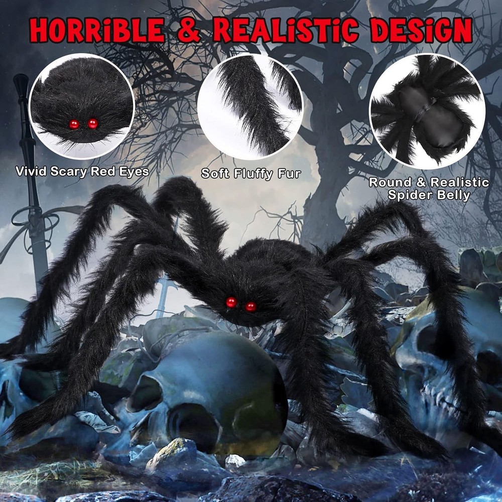 3pcs 212'' Halloween Spider Web 49" Decorations Stretch Cobweb...