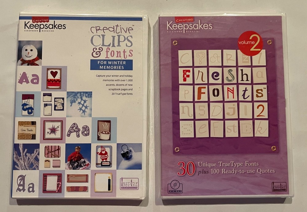 Creating Keepsakes: Fresh Fonts (CD-ROM) Creative Clips & Fonts (2 CDs) NEW!!!!