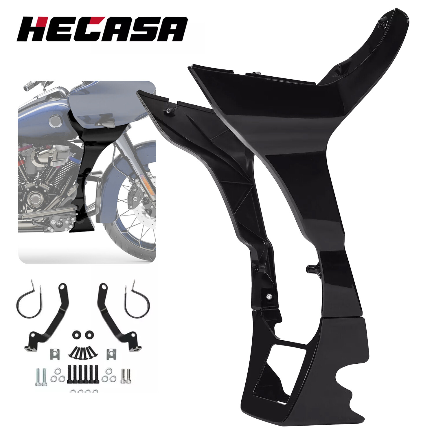 Vivid Black Fairing Chin Spoilers Cover For Harley Road Glide FLTRX FLTRXS 17-23