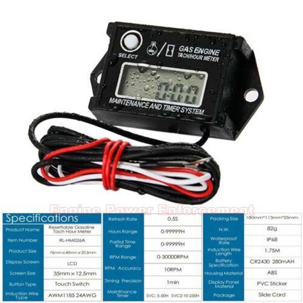 New Tiny Tach Digital Mini Hour Meter Tachometer Job Timer Adjustable Resettable