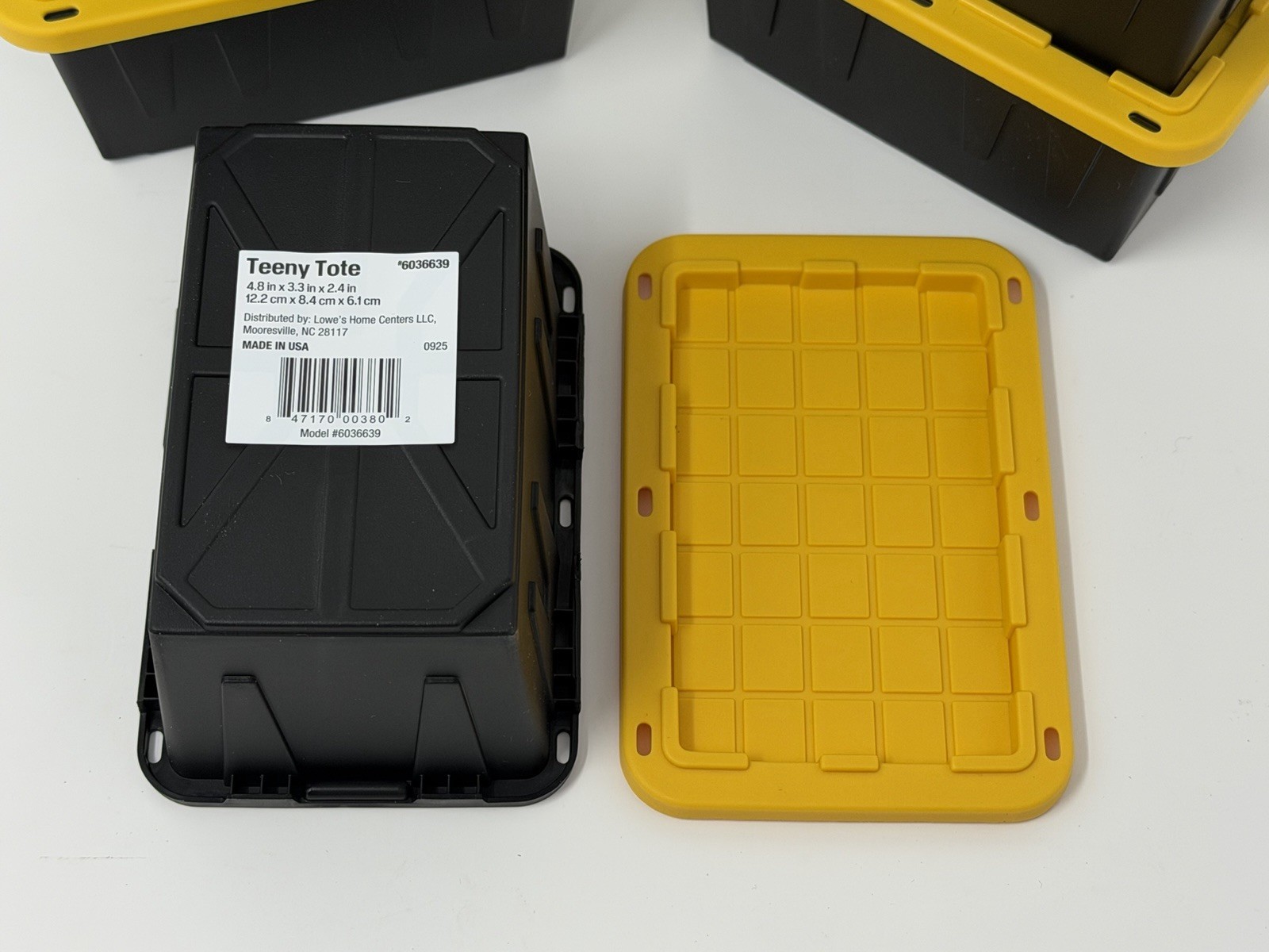5 x Teeny Tote Mini Plastic Storage Totes New 2025, Lowe's Black Yellow