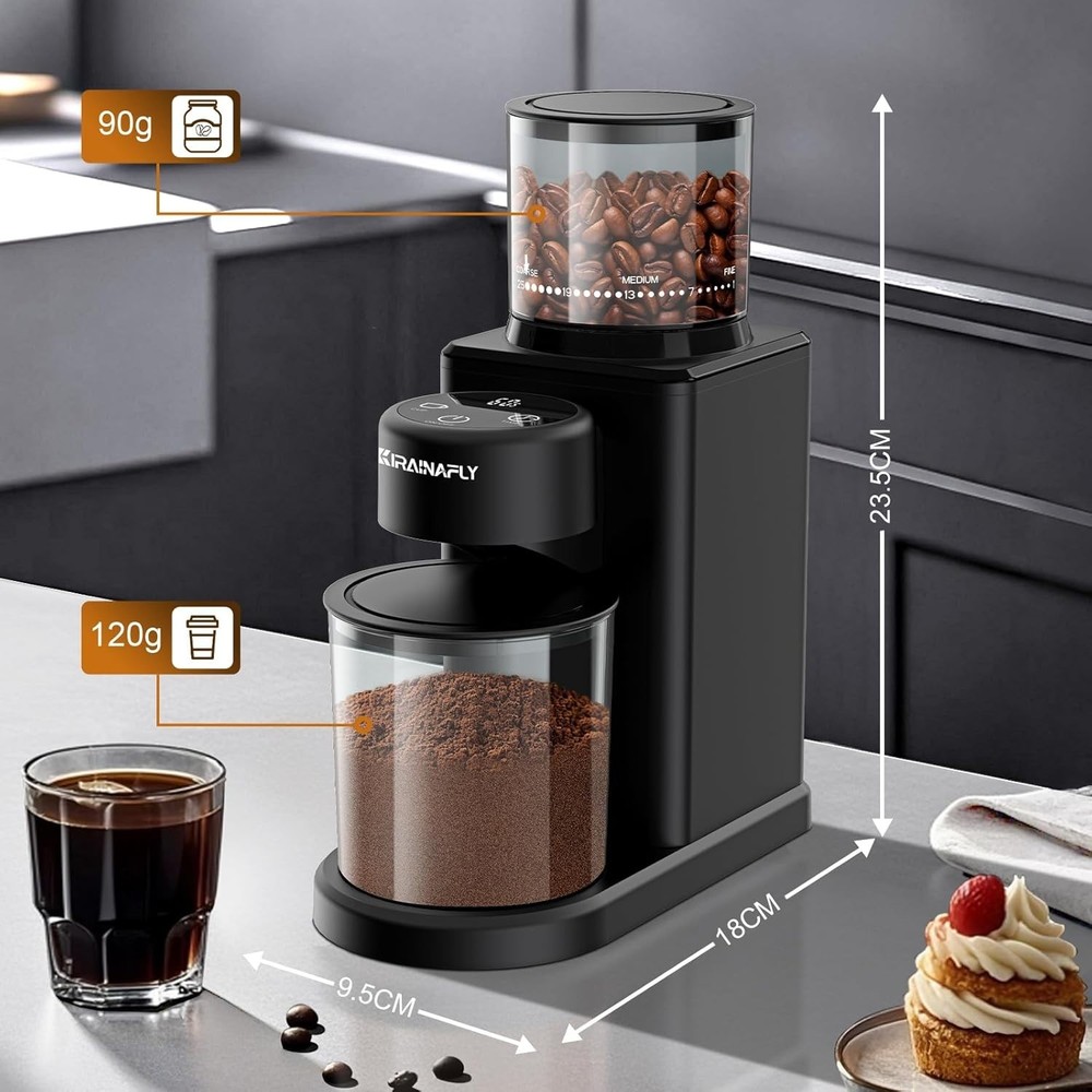 Electric Coffee Grinder with Smart Touch Control & 25 Precise Grind Settings