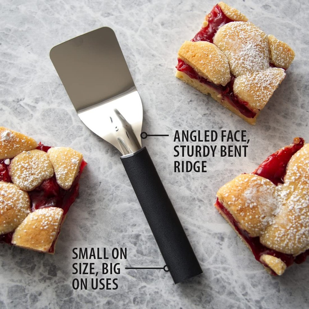 2 Pack Cutlery Mini Server with Black Handle Small Serving Spatula Turner