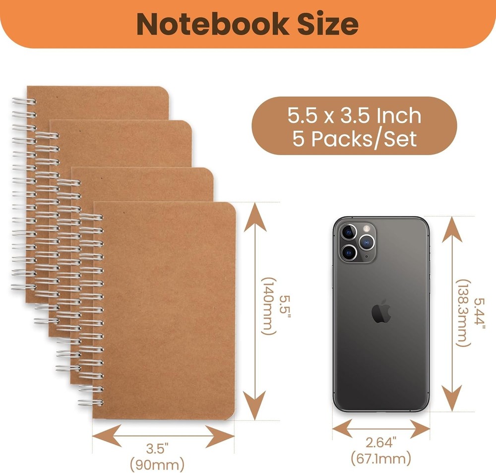 Spiral Notebook, Small Poet Size Notebooks for Writing Ding