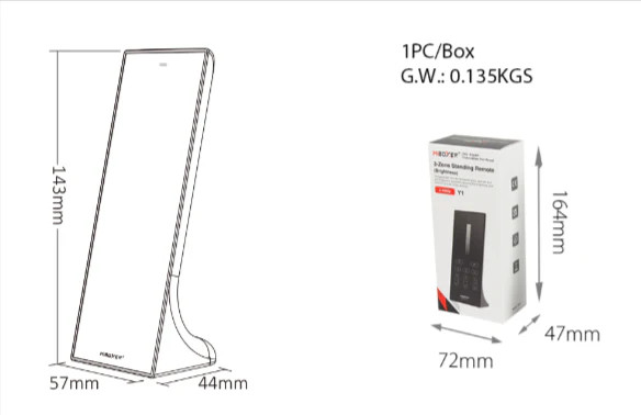 Y1 - 3-Zone Standing Brightness Vertical Remote (2.4GHz)