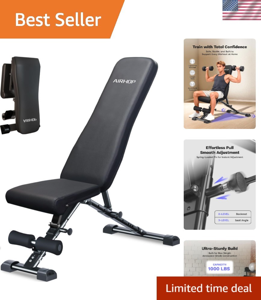 Space-Saving Adjustable Weight Bench - Durable & Lightweight for Home Workouts