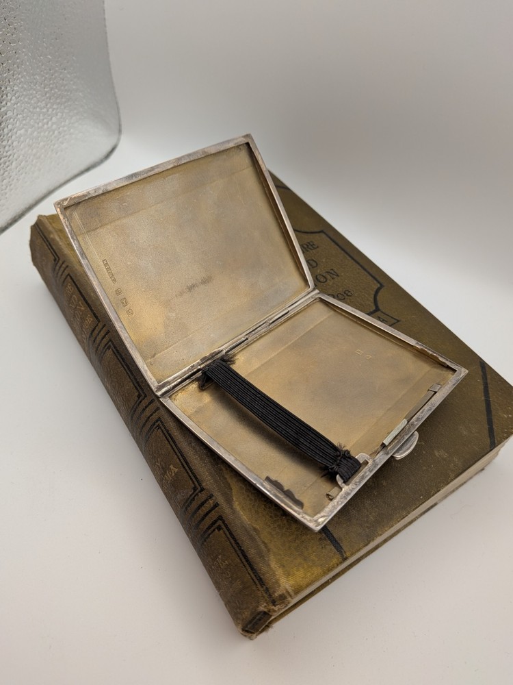 Sterling Silver Antique Cigarette Case Engraved Patterned 1933 83.55g