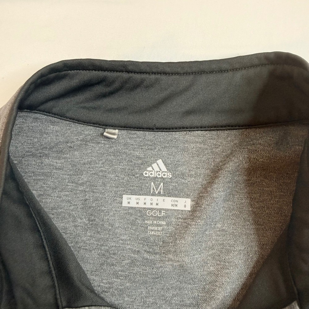 Adidas Golf Mens Medium Gray Black Quarter Zip Pullover Barstow Golf Logo