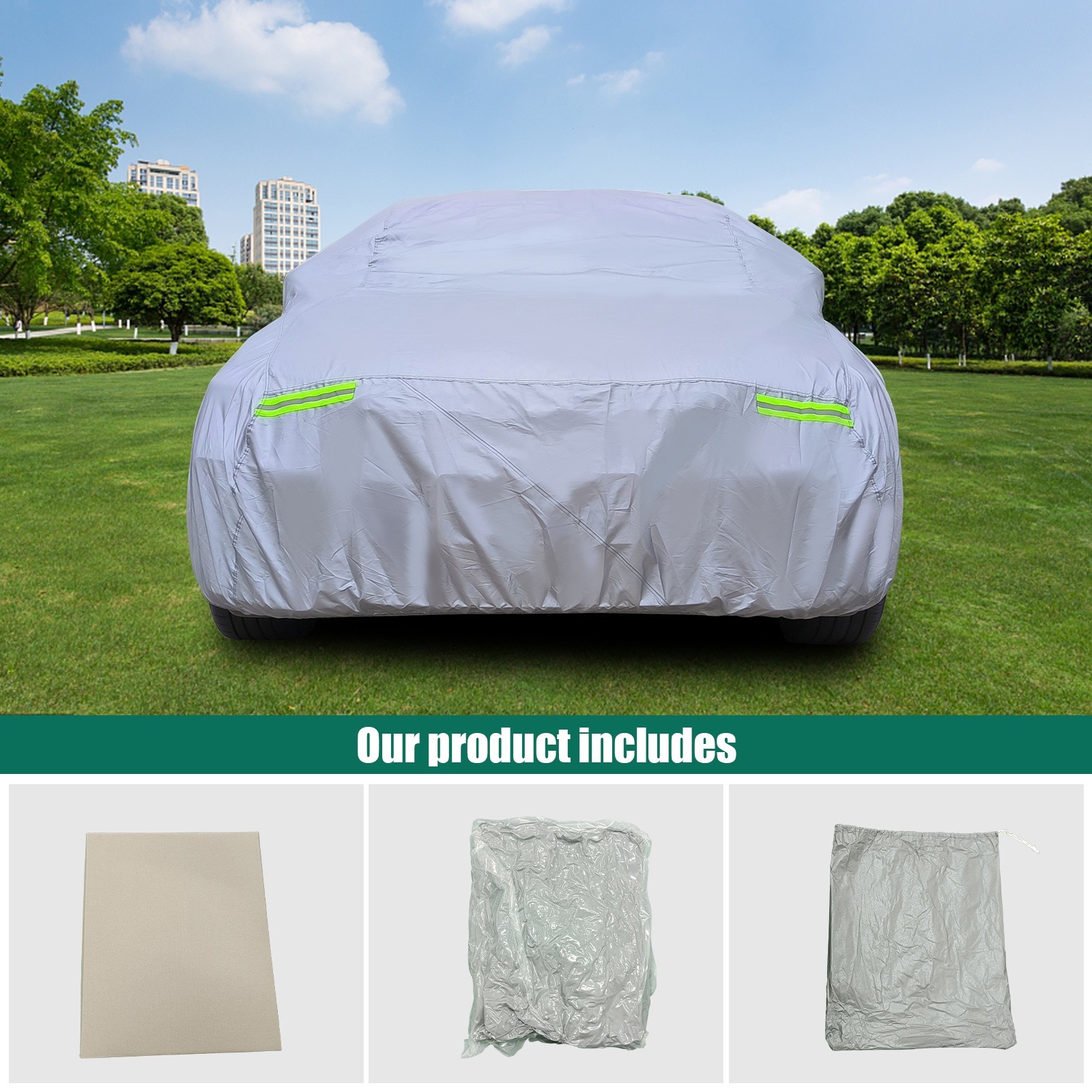190"-200" Universal Car Cover Waterproof All Weather Protection Fit Sedan Length