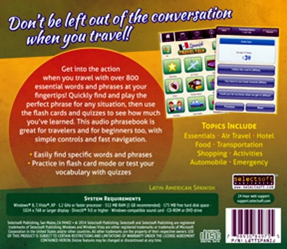 Spanish Travel Talk Language Tutorial PC Software Sealed New