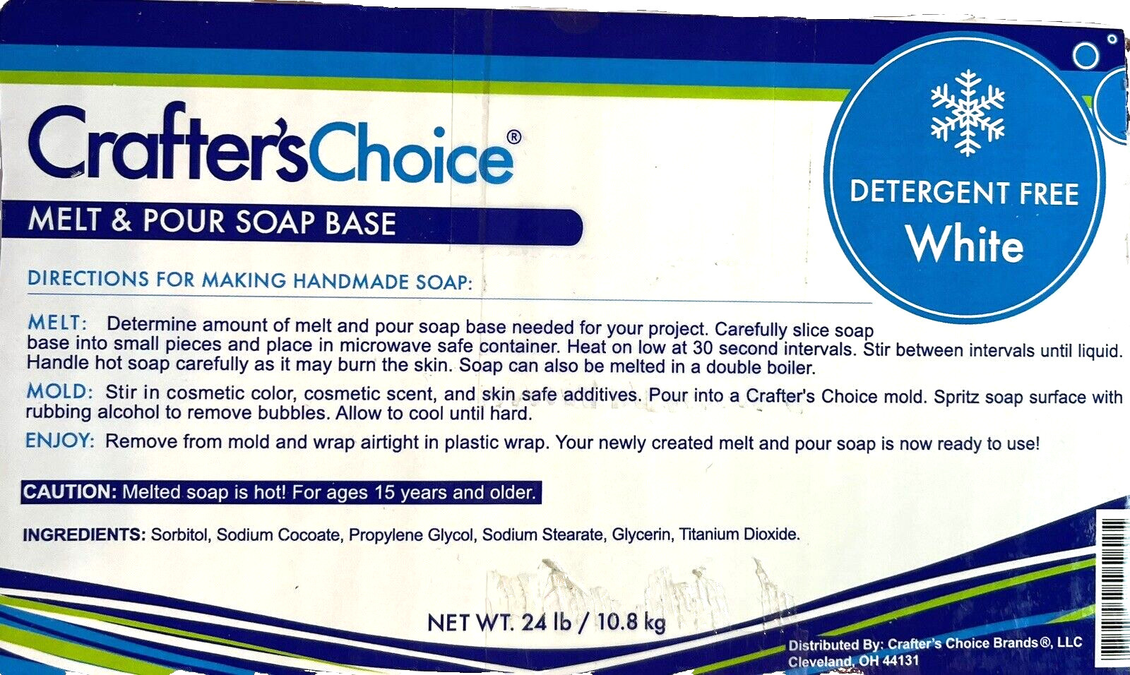 Crafter's Choice 48 LB WHITE Melt & Pour Soap Base Detergent SLS/SLES Free USA