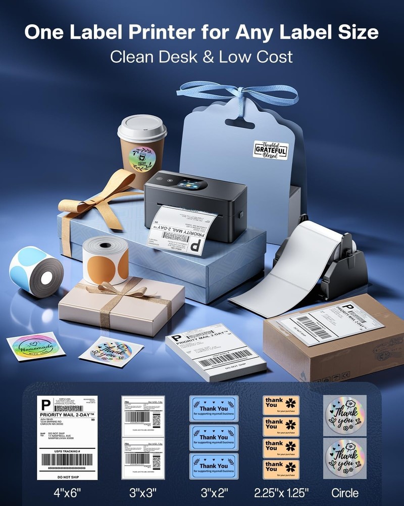 4x6 Phomemo Thermal Shipping Label Printer Upgraded with Touchable Screen USPS