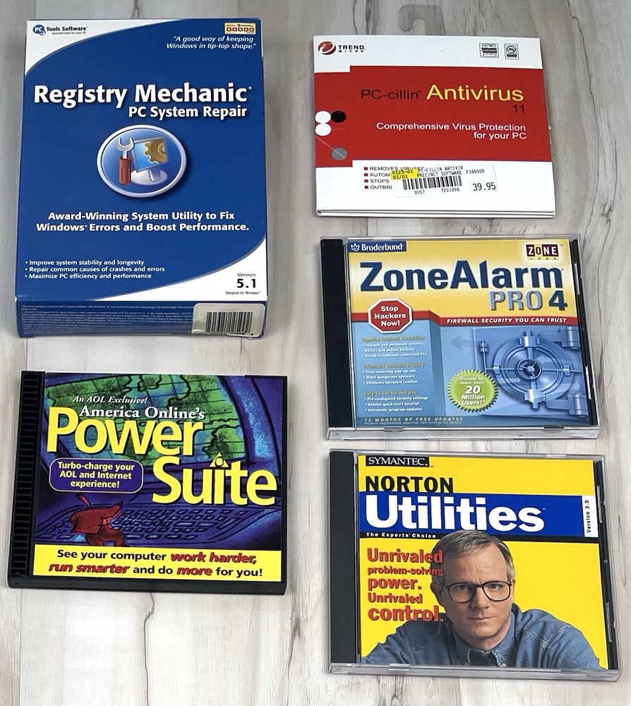 VTG Lot 5 Windows CD-Rom PC Computer Antivirus Security & System Repair SOFTWARE