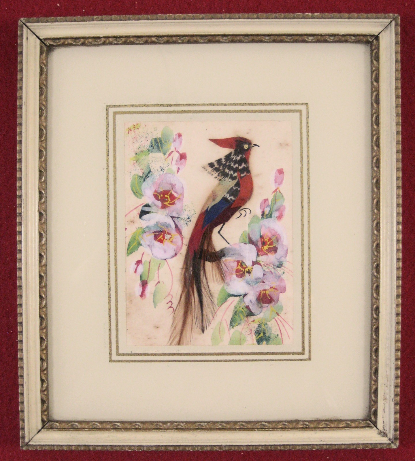 Lot of 5 Feather Art Bird Small Pictures Glen Bastion 1890-1966 Indiana Artist
