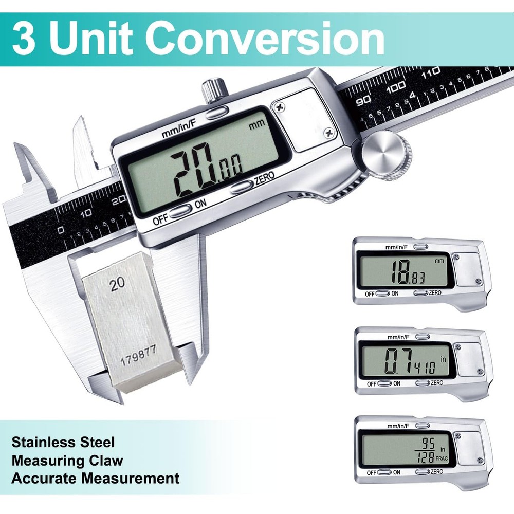 Kynup Digital Caliper, Caliper Measuring Tool, 6 Inch Standard, Black