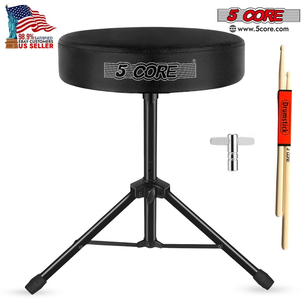 5 Core Drum Throne 3" Padded Comfortable 330Lb Capacity Drummer Stool Adjustable