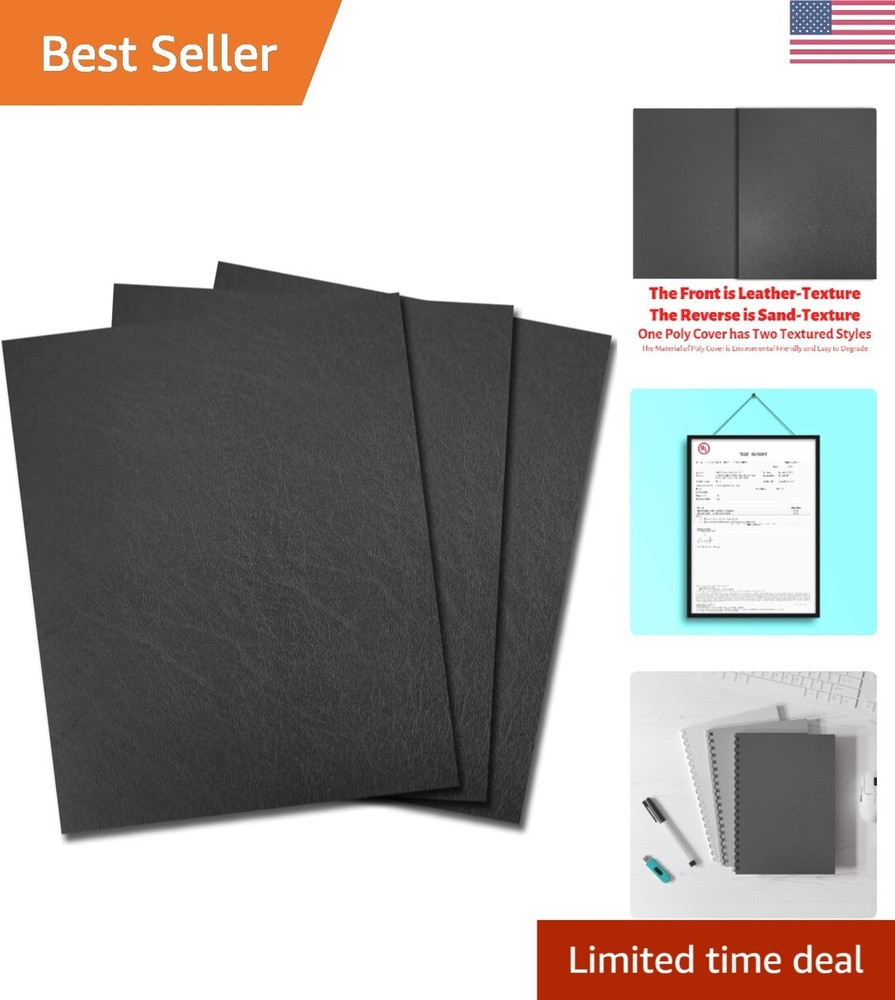 Leather Textured Polycovers - Binding Covers 8-1/2 x 11, Black Back Covers