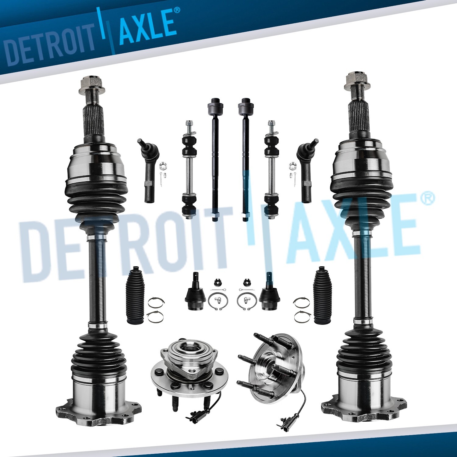 Front CV Axles Wheel Bearing Hubs Suspension Kit for Yukon Sierra Suburban 1500