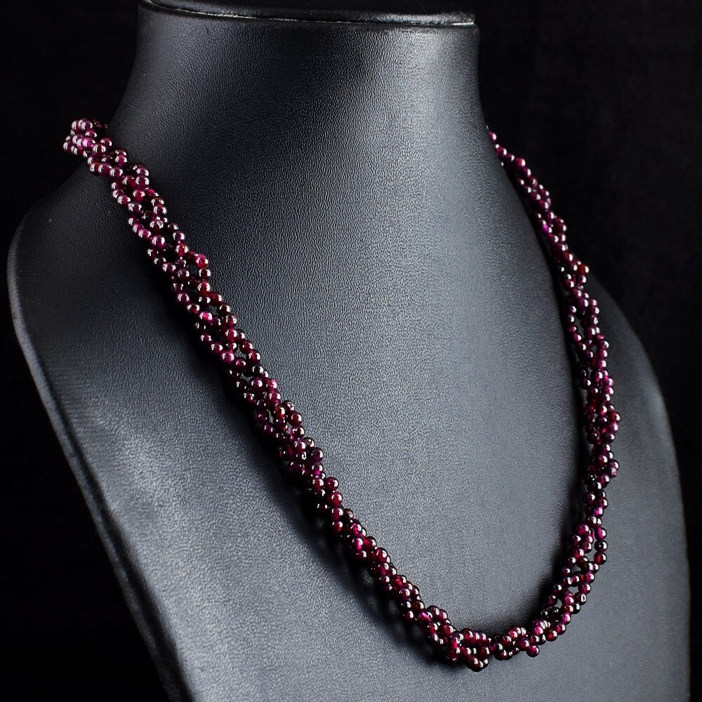 FASHIONISTA RARE 200 CTS NATURAL UNTREATED PURE RED GARNET BEADS NECKLACE