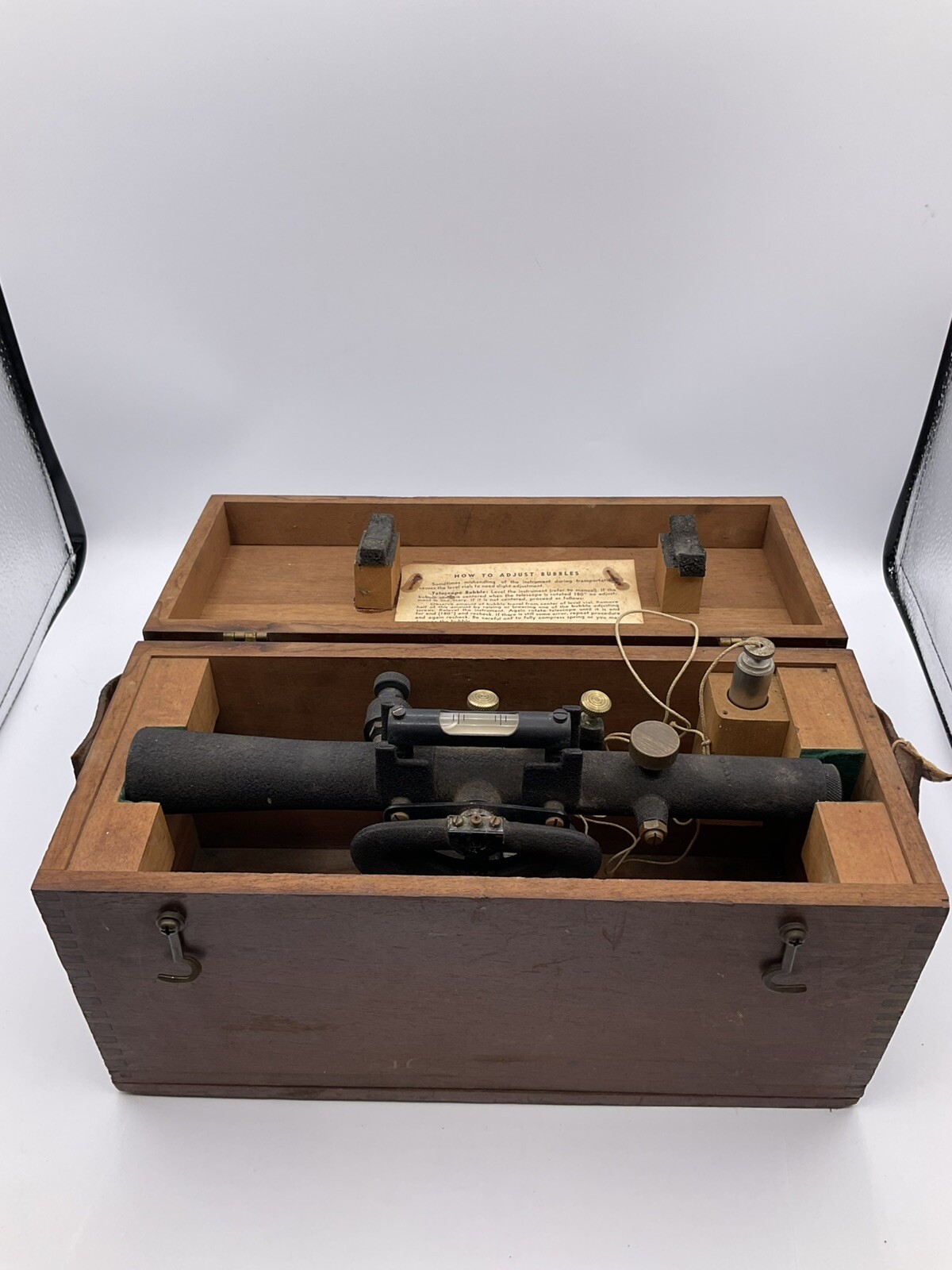 Vintage Berger Engineering Instruments Surveying Transit & Wood Box