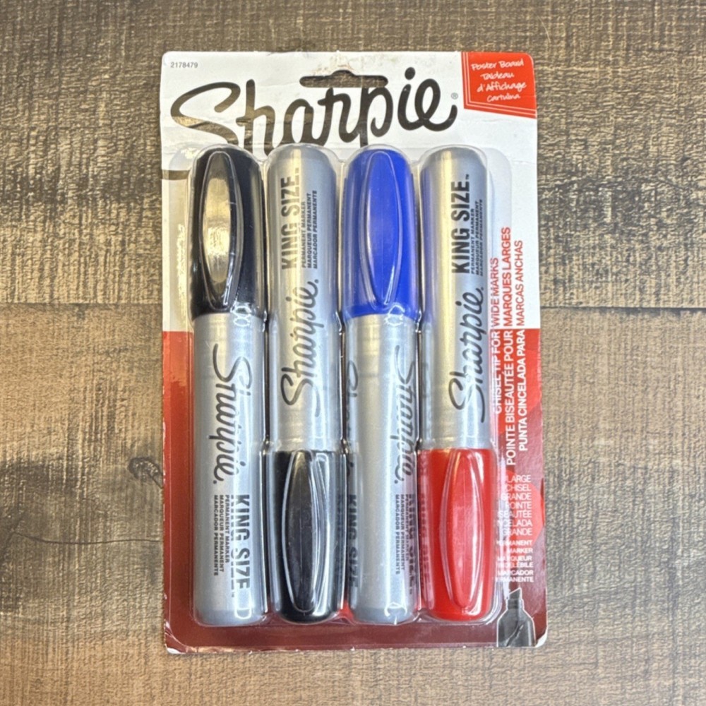 Sharpie King Size Permanent Markers 4-Pack Chisel Tip Assorted Colors