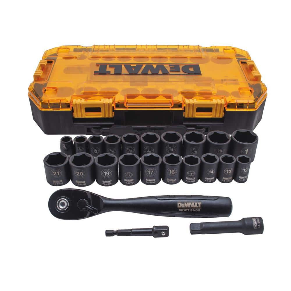 3/8 In. Drive Combination Deep Impact Socket Set with Ratchet (23-Piece)