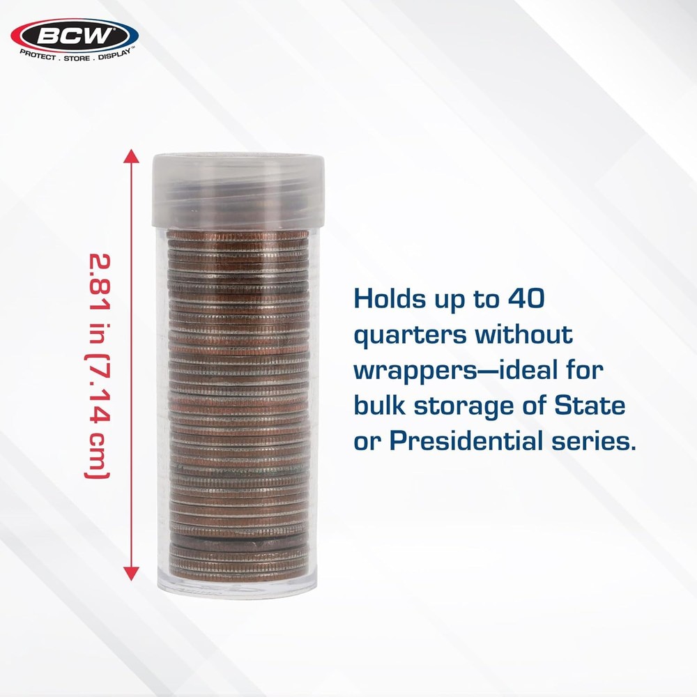 100 Pack Quarter Coin Storage Tubes