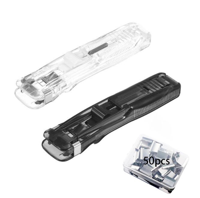 2 Pack Paper Clam Portable Handheld Paper Clip Dispenser with 50 Pcs Reusable